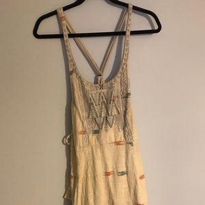 Free People Cream Cotton Dress with Embroidery SM